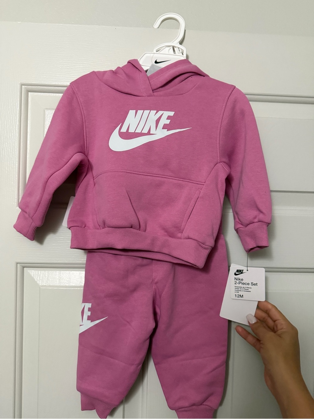 Nike Baby Girls Pink 2-Piece Hoodie & Jogger Pants Sweatsuit Set Size 12M NWT